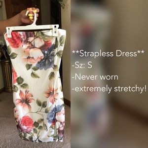 Sz S floral strapless dress